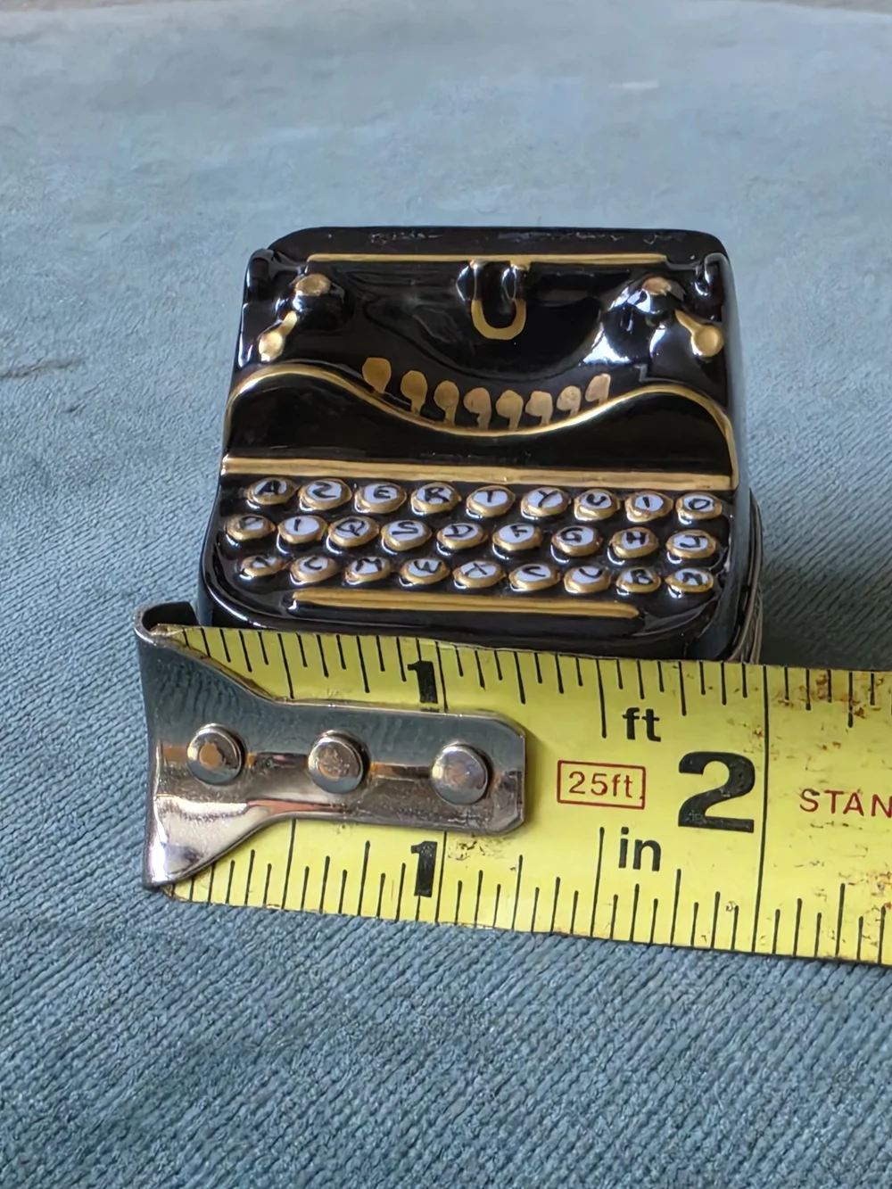 Limoges France Hand-Painted Porcelain Black and Gold Typewriter Trinket Box